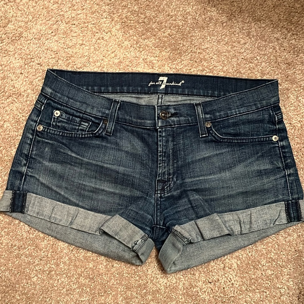 7 For All Mankind Rolled Denim Shorts